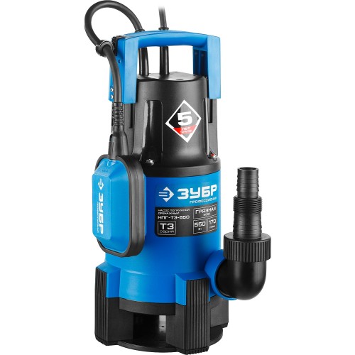 ЗУБР 550 Вт, дренажный насос для грязной воды, Профессионал (НПГ-Т3-550)