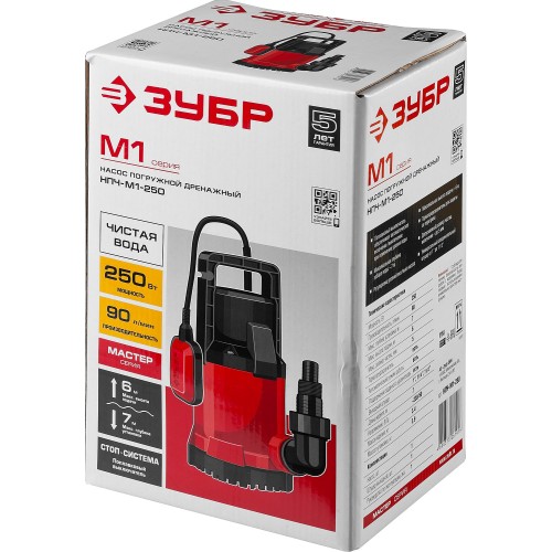 ЗУБР 250 Вт, дренажный насос с минимальным уровнем откачки (НПЧ-М1-250)