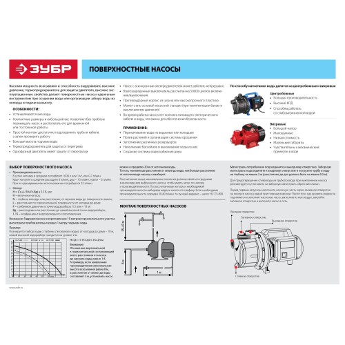 ЗУБР 600 Вт, поверхностный (садовый) центробежный насос, Профессионал (НС-Т3-600)