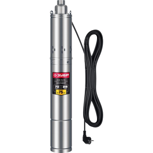 ЗУБР 370 Вт, 70 м напор, скважинный насос винтовой, корпус из нержавеющей стали (НСВ-75-70)
