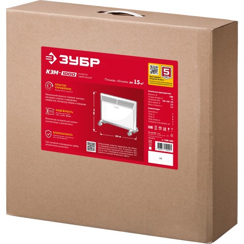 ЗУБР М серия 1 кВт, электрический конвектор (КЭМ-1000)