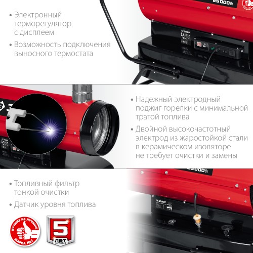 ЗУБР 25 кВт, дизельная тепловая пушка, непрямой нагрев (ДПН-К10-25-Д)