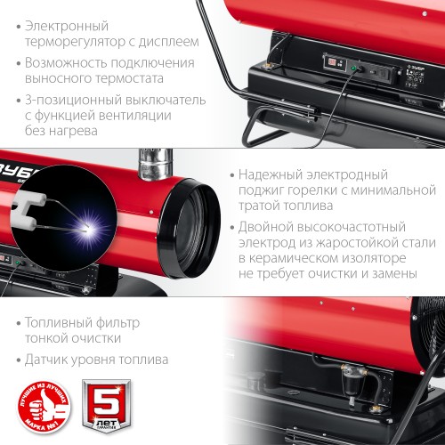 ЗУБР 65 кВт, дизельная тепловая пушка, непрямой нагрев (ДПН-К10-65-Д)