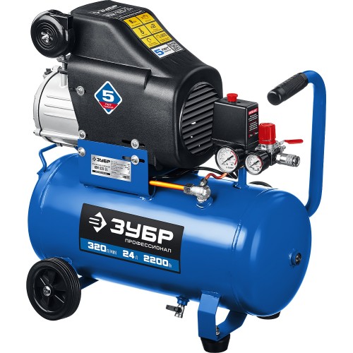 ЗУБР 320 л/мин, 24 л, 2200 Вт, масляный компрессор, Профессионал (КПМ-320-24)