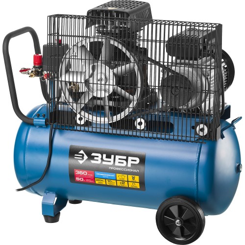 ЗУБР 360 л/мин, 50 л, 2200 Вт, ременной масляный компрессор, Профессионал (ЗКПМ-360-50-Р-2.2)