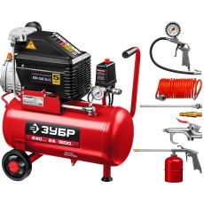 ЗУБР 240 л/мин, 24 л, 1500 Вт, 6 предметов, масляный компрессор (КПМ-240-24 Н6)