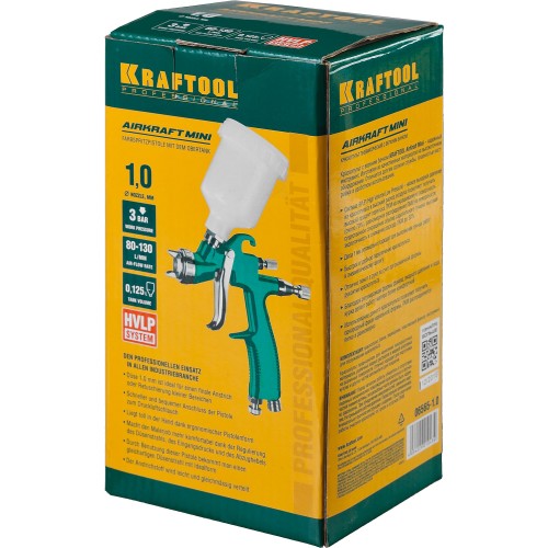 KRAFTOOL AIRKRAFT MINI, HVLP, 1 мм, пневматический краскопульт с верхним бачком (06565-1.0)