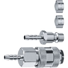 ЗУБР (штуцер ″елочка″, 6 мм - рапид муфта) + (рапид штуцер-штуцер ″елочка″, 6 мм) + (обжимные хомуты 2 шт), набор, Профессионал (64920-06-H)