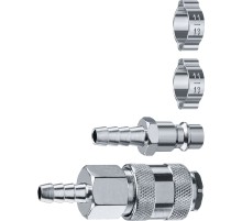 ЗУБР (штуцер ″елочка″, 8 мм - рапид муфта) + (рапид штуцер-штуцер ″елочка″, 8 мм) + (обжимные хомуты 2 шт), набор, Профессионал (64920-08-H)