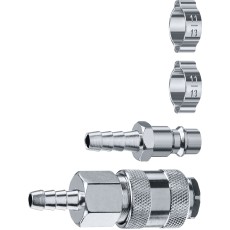 ЗУБР (штуцер ″елочка″, 8 мм - рапид муфта) + (рапид штуцер-штуцер ″елочка″, 8 мм) + (обжимные хомуты 2 шт), набор, Профессионал (64920-08-H)