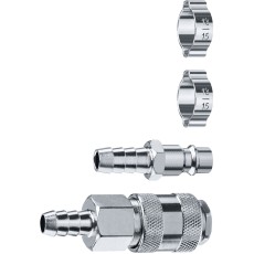 ЗУБР (штуцер ″елочка″, 10 мм - рапид муфта) + (рапид штуцер-штуцер ″елочка″, 10 мм) + (обжимные хомуты 2 шт), набор, Профессионал (64920-10-H)