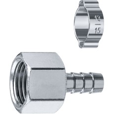 ЗУБР штуцер ″елочка″, 10 мм - 1/2″F, переходник с обжимным хомутом, Профессионал (64923-1/2-10)