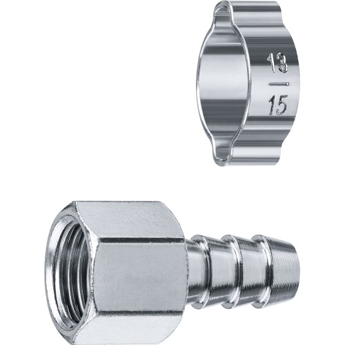 ЗУБР штуцер ″елочка″, 10 мм - 1/4″F, переходник с обжимным хомутом, Профессионал (64923-1/4-10)