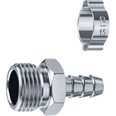 ЗУБР штуцер ″елочка″, 10 мм - 1/2″M, переходник с обжимным хомутом, Профессионал (64924-1/2-10)