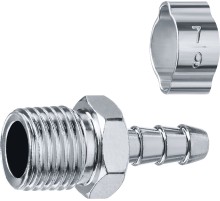 ЗУБР штуцер ″елочка″, 6 мм - 1/4″M, переходник с обжимным хомутом, Профессионал (64924-1/4-06)