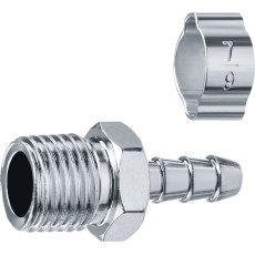 ЗУБР штуцер ″елочка″, 6 мм - 1/4″M, переходник с обжимным хомутом, Профессионал (64924-1/4-06)