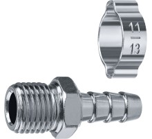 ЗУБР штуцер ″елочка″, 8 мм - 1/4″M, переходник с обжимным хомутом, Профессионал (64924-1/4-08)