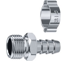 ЗУБР штуцер ″елочка″, 10 мм - 3/8″M, переходник с обжимным хомутом, Профессионал (64924-3/8-10)