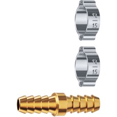 ЗУБР ″елочка″-″елочка″, 10 мм с обжимными хомутами, штуцер соединительный, Профессионал (64925-10)