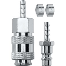 KRAFTOOL (штуцер ″елочка″, 6 мм - рапид муфта) + (рапид штуцер-штуцер ″елочка″, 6 мм) + (обжимные хомуты 2 шт), набор (06599-06-H)