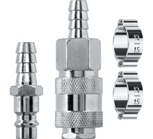 KRAFTOOL (штуцер ″елочка″, 10 мм - рапид муфта) + (рапид штуцер-штуцер ″елочка″, 10 мм) + (обжимные хомуты 2 шт), набор (06599-10-H)