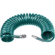 KRAFTOOL 10 м, 8 х 12 мм, 15 бар, воздушный спиральный шланг с фитингами рапид (06590-10)