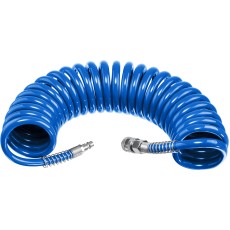 ЗУБР 5 м, 8 х 12 мм, 15 бар, воздушный спиральный шланг с фитингами рапид, Профессионал (6472-05)