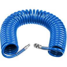ЗУБР 15 м, 8 х 12 мм, 15 бар, воздушный спиральный шланг с фитингами рапид, Профессионал (6472-15)