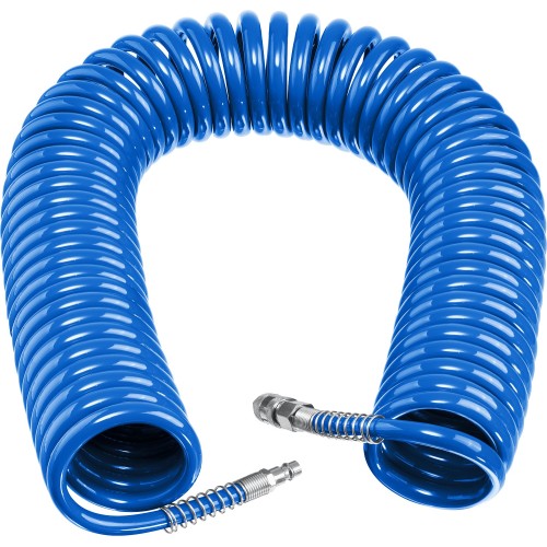 ЗУБР 20 м, 8 х 12 мм, 15 бар, воздушный спиральный шланг с фитингами рапид, Профессионал (6472-20)