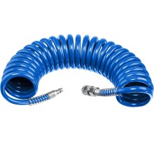 ЗУБР 5 м, 6 х 8 мм, 15 бар, воздушный спиральный шланг с фитингами рапид, Профессионал (6473-05)