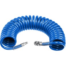 ЗУБР 10 м, 6 х 8 мм, 15 бар, воздушный спиральный шланг с фитингами рапид, Профессионал (6473-10)