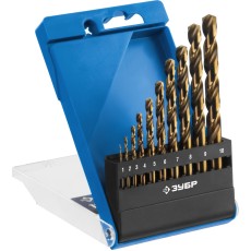 ЗУБР Кобальт, 10 шт, (1-10 мм), сталь Р6М5К5, класс А, набор сверл по металлу, Профессионал (29626-H10)