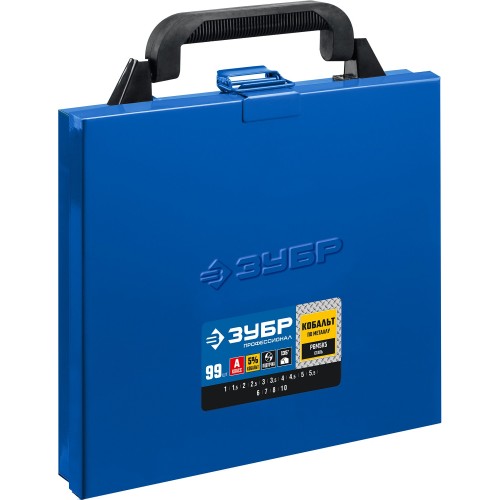 ЗУБР Кобальт, 99 шт, (1-10 мм), сталь Р6М5К5, класс А, мет.бокс, набор сверл по металлу, Профессионал (29626-H99)