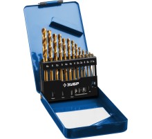 ЗУБР ТИТАН, 13 шт, (1.5-6.5 мм), сталь Р6М5, класс А, титановое покрытие, набор сверл по металлу, Профессионал (29615-H13)