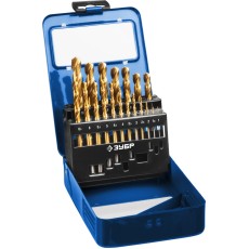 ЗУБР ТИТАН, 19 шт, (1-10 мм), сталь Р6М5, класс А, титановое покрытие, набор сверл по металлу, Профессионал (29617-H19)