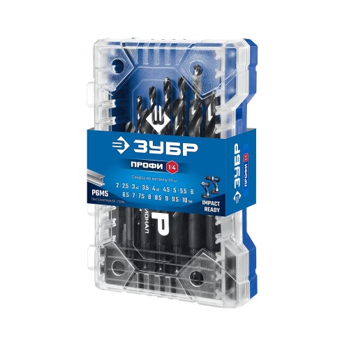 ЗУБР НЕХ-1/4″, 19 шт, набор сверл по металлу для винтовёртов и шуруповертов IMPACT READY (29623-H19)