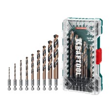 KRAFTOOL НЕХ-1/4″, 10 шт, набор сверл по металлу для винтовёртов и шуруповертов IMPACT READY (29652-H10)