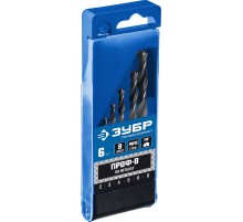 ЗУБР ПРОФ-В, 6 шт, (2-8 мм), сталь Р6М5, класс В, набор сверл по металлу, Профессионал (29621-H6)