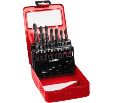 ЗУБР 19 шт, (1-10 мм), сталь Р4М2, класс В, мет.бокс, набор сверл по металлу (29605-H19)