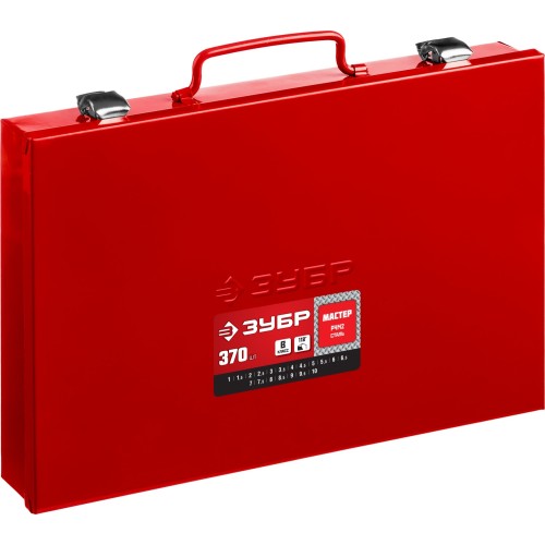 ЗУБР 370 шт, (1-10 мм), сталь Р4М2, класс В, мет.бокс, набор сверл по металлу (29605-H370)