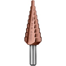 ЗУБР Кобальт, 4-20 мм, 9 ступеней, сталь Р6М5, кобальтовое покрытие, ступенчатое сверло, Профессионал (29672-4-20-9)