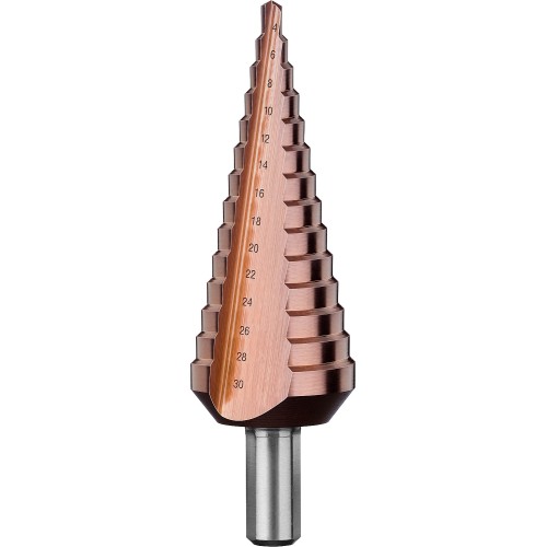 ЗУБР Кобальт, 4-30 мм, 14 ступеней, сталь Р6М5, кобальтовое покрытие, ступенчатое сверло, Профессионал (29672-4-30-14)