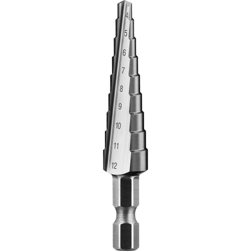 ЗУБР 4-12 мм, 9 ступеней, сталь Р6М5, ступенчатое сверло, Профессионал (29670-4-12-9)