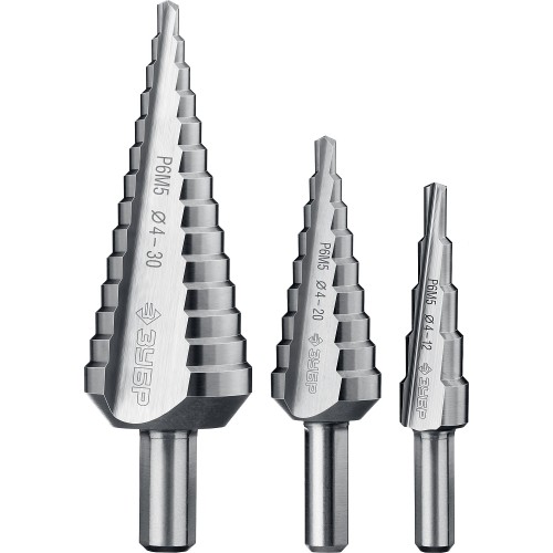 ЗУБР 4-30 мм, 3 шт, сталь Р6М5, набор ступенчатых сверл, Профессионал (29670-4-30-H3)