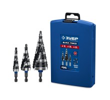 ЗУБР BLACK FORCE 3 шт., 4-32мм, винтовая проточка, набор ступенчатых сверл, ПРОФЕССИОНАЛ (29671-4-32-H3)