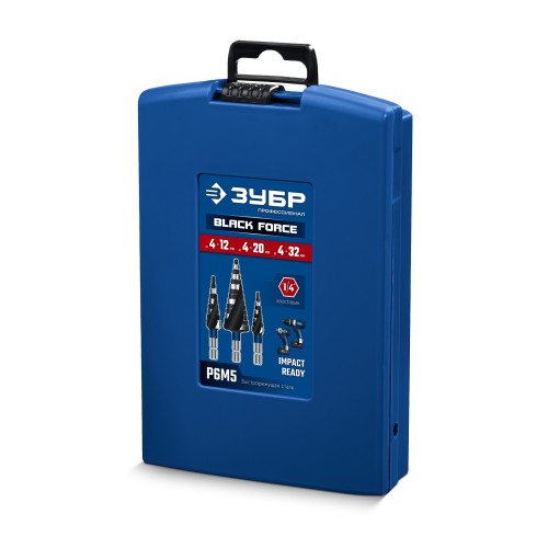 ЗУБР BLACK FORCE 3 шт., 4-32мм, винтовая проточка, набор ступенчатых сверл, ПРОФЕССИОНАЛ (29671-4-32-H3)