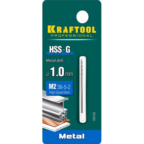 KRAFTOOL HSS-G, 1.0 х 40 мм, сталь P6M5, сверло по металлу (29651-1)