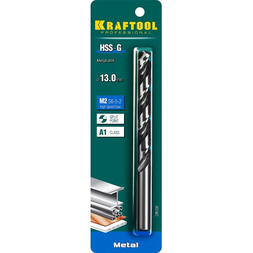 KRAFTOOL HSS-G, 13.0 х 151 мм, сталь P6M5, сверло по металлу (29651-13)