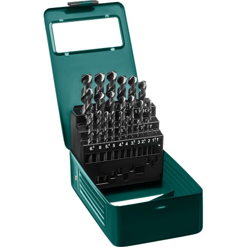 KRAFTOOL HSS-G, 25 шт, (1-13 мм), сталь P6M5, набор сверл по металлу (29651-H25)