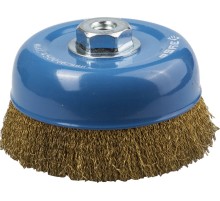 ЗУБР 150 мм, витая стальная латунированная проволока 0.3 мм, чашечная щетка-крацовка для УШМ (3526-150)